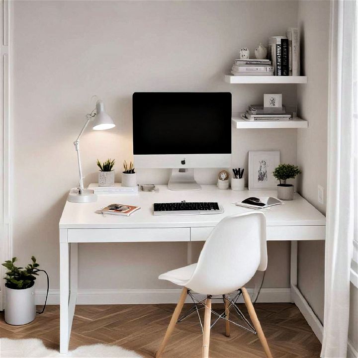 simple white minimalist desk