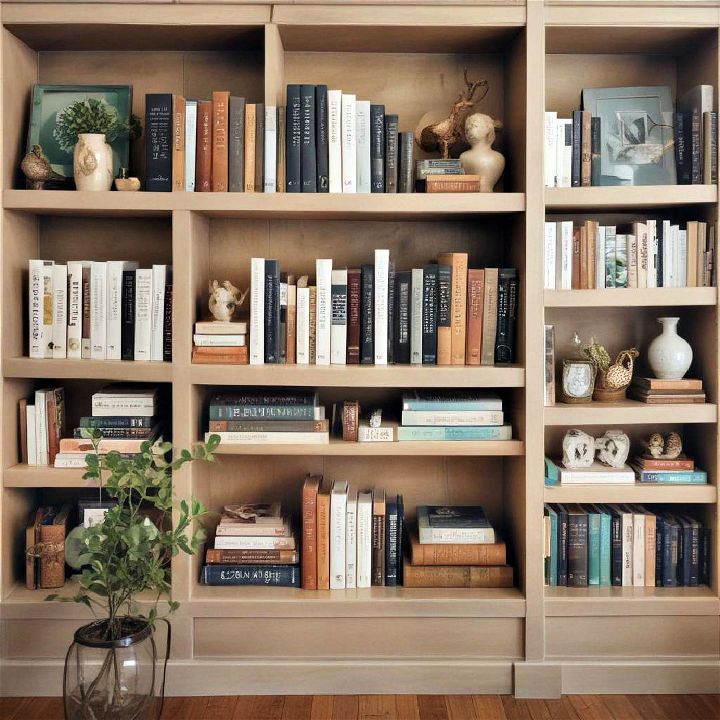 size arrangement for bookshelf organization