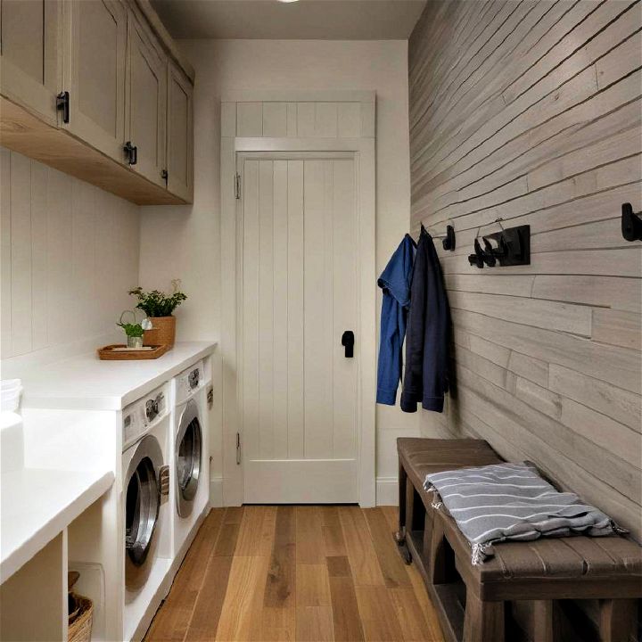 slatted walls for mudroom laundry room