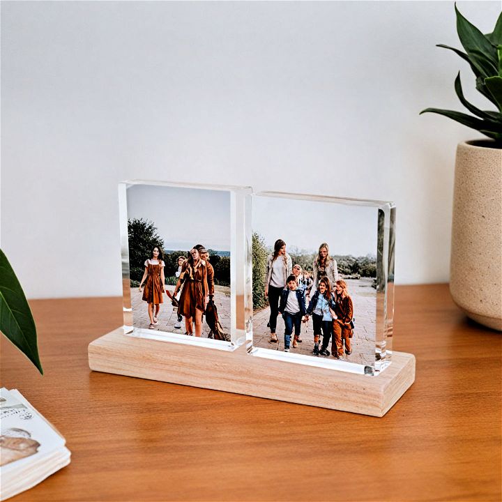 sleek acrylic block photo display