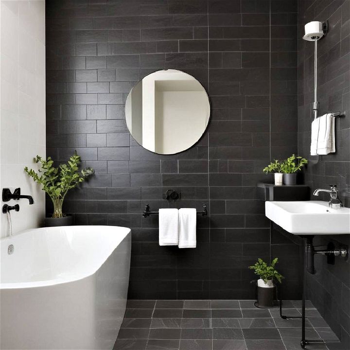 sleek and modern black tile wall