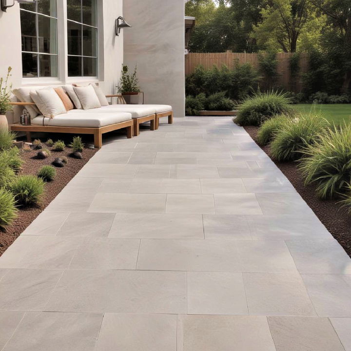 sleek and modern porcelain pavers walkway