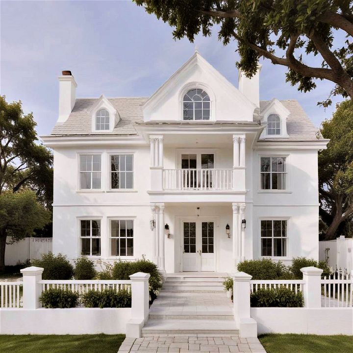 sleek and modern white on white home exterior