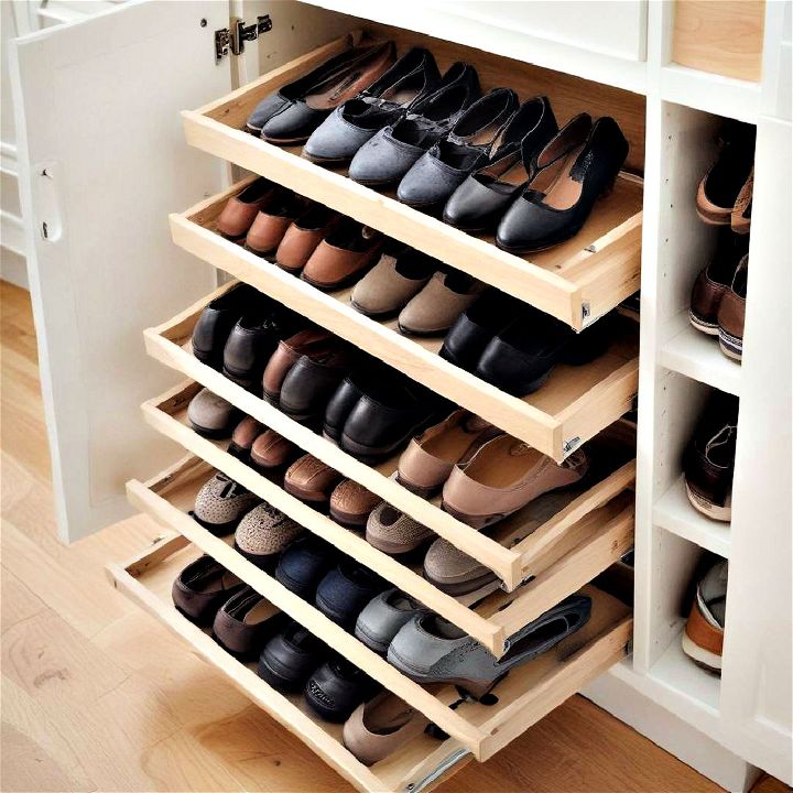 sleek and stylish pull out shoe rack