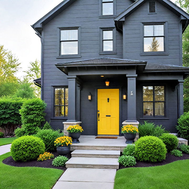 sleek black with bright yellow door