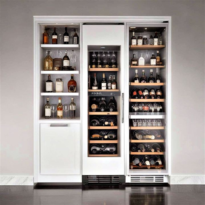 sleek built in wine fridge