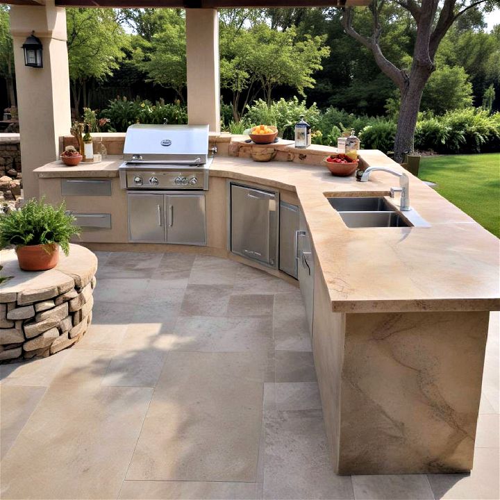 sleek dekton countertop for outdoor kitchen