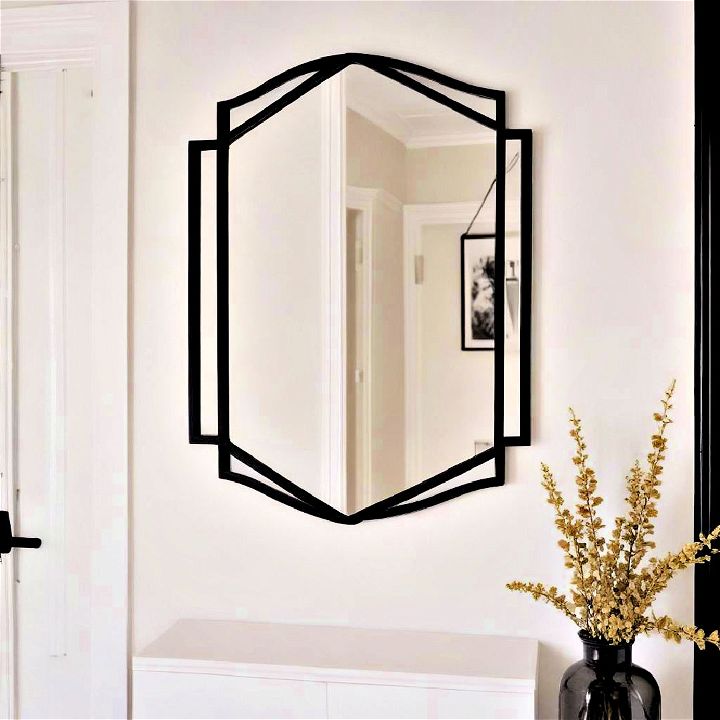 sleek double black framed entryway mirrors