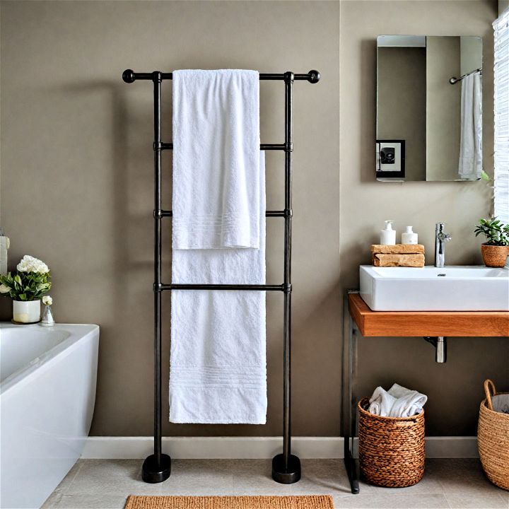 sleek freestanding towel rod