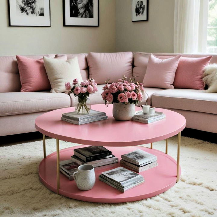 sleek pink coffee table