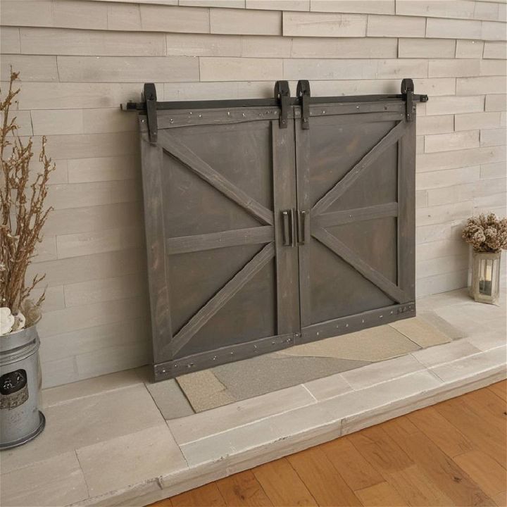 sliding barn door cover for the fireplace