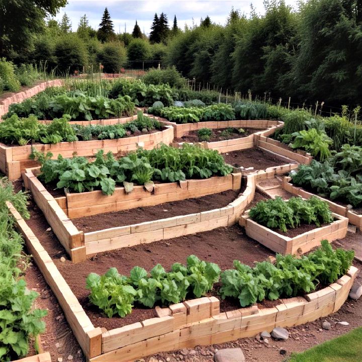sloped vegetable garden with terraces