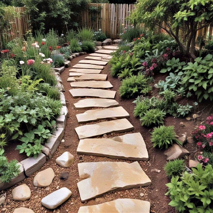 sloping garden pathway
