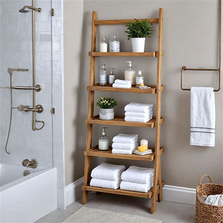 small bathroom ladder shelves