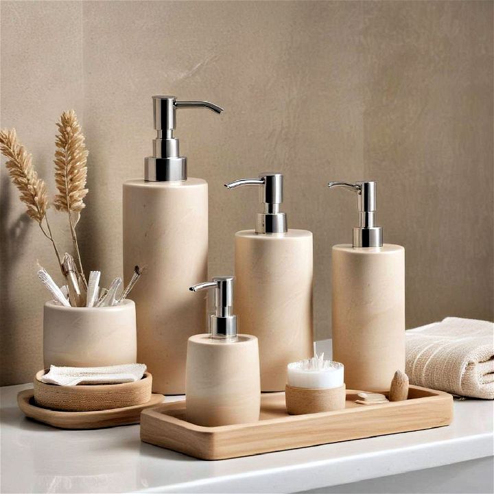 small beige accessories for bathroom