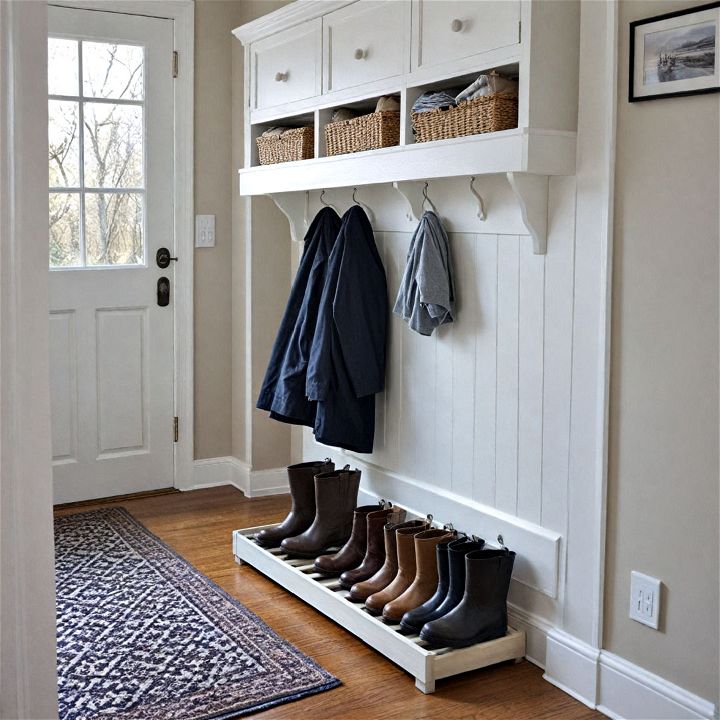 small mudroom with boot tray