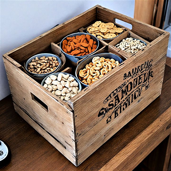 snack storage wooden crate