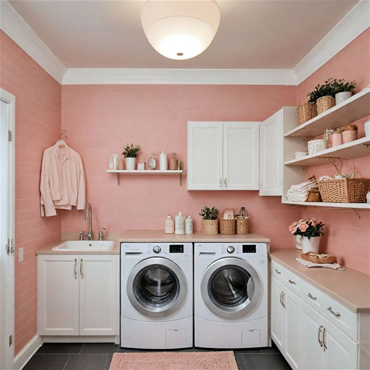 soft and gentle dusty rose laundry room