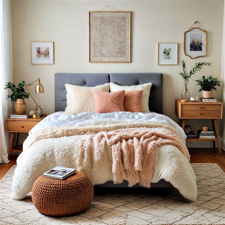 soft and plush rugs and pillows