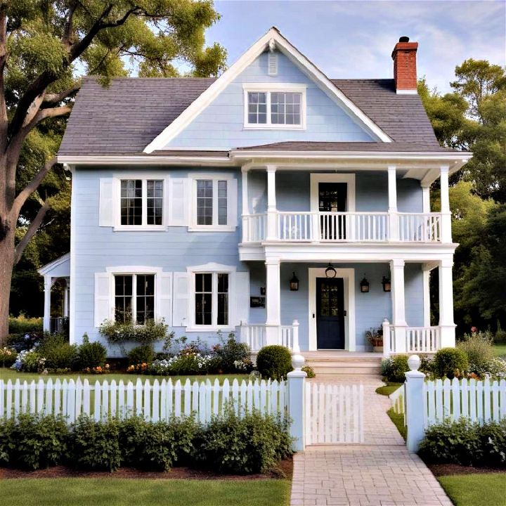 soft and simple powder blue exterior house