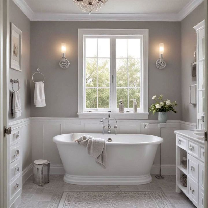 soft grey wall bathroom