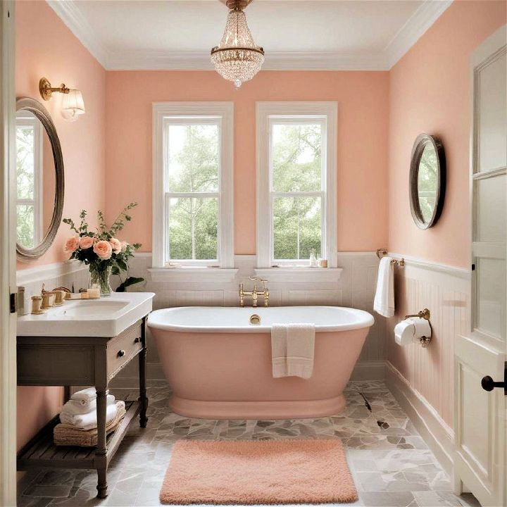 soft peach small bathroom color