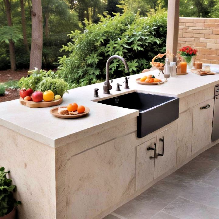 solid surface countertop for outdoor kitchen