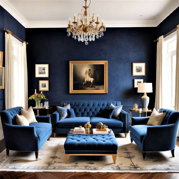 sophisticated blue velvet furniture