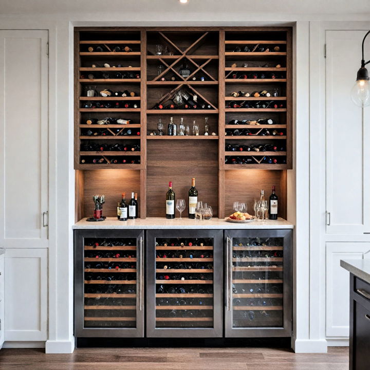 sophisticated built in wine storage