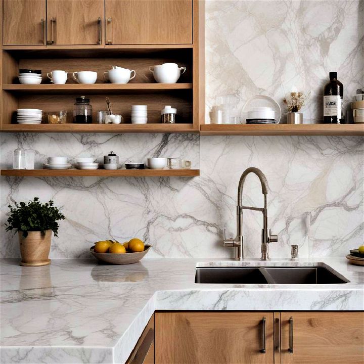 sophisticated luxe marble kitchenette