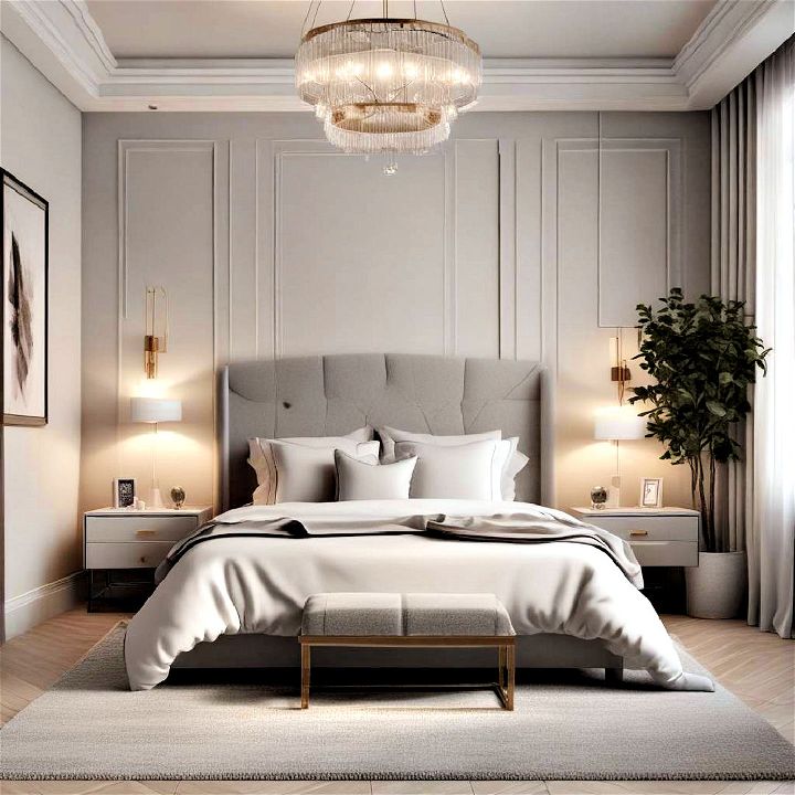 sophisticated monochromatic bedroom