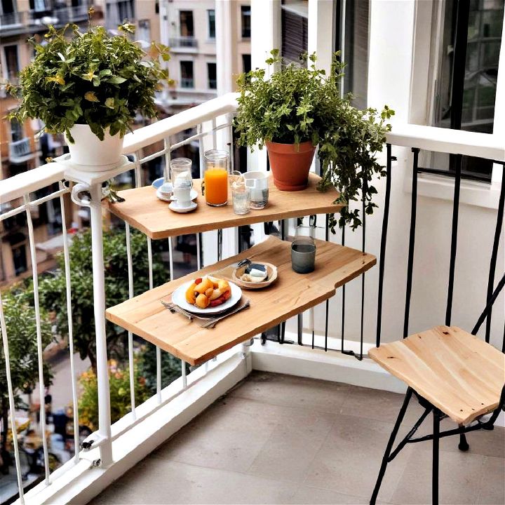 space saving hanging tables for enjoying meals
