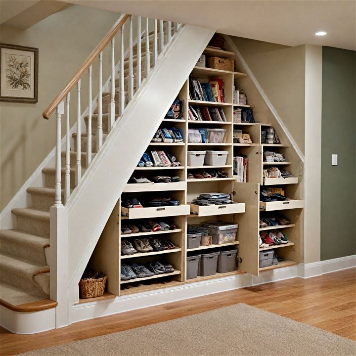 space saving under stairs for extra storage