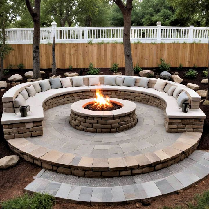 split level seating fire pit