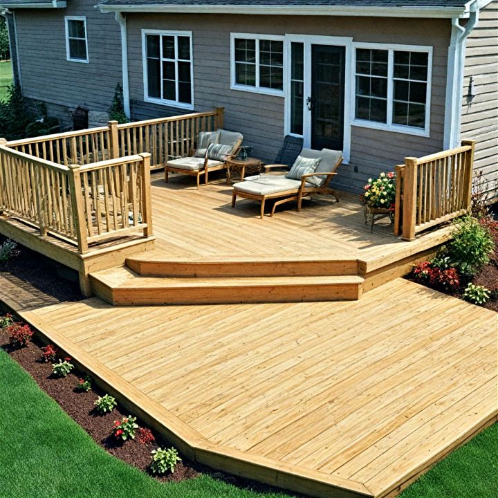 split level wooden deck for yard