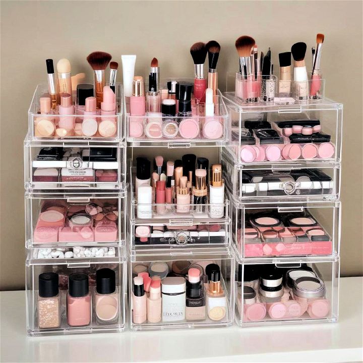 stackable makeup bins