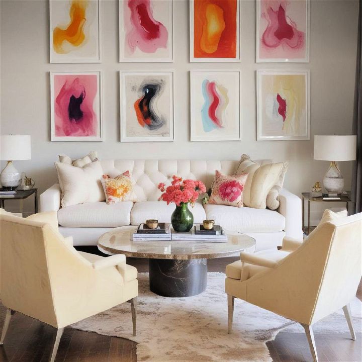 statement art pieces for beige living room
