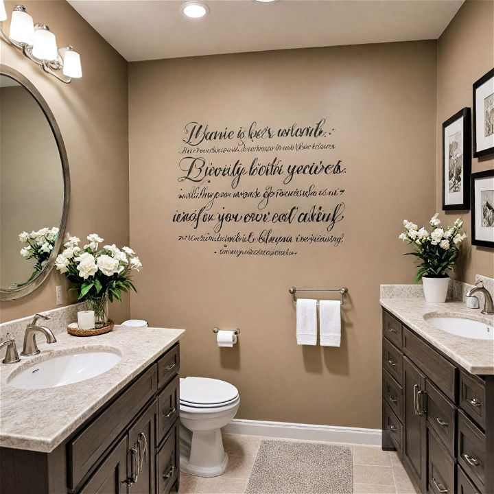stencil bathroom wall with custom quotes