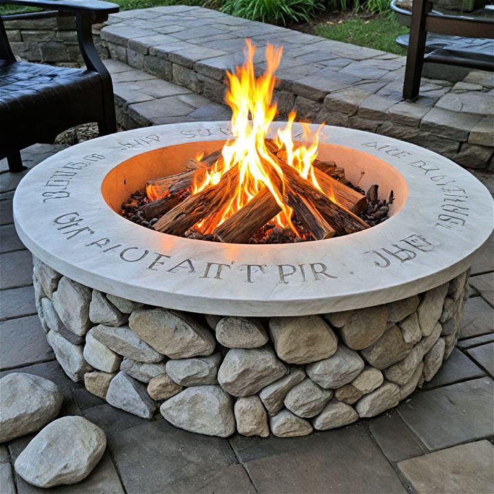 stone fire pit with custom engravings