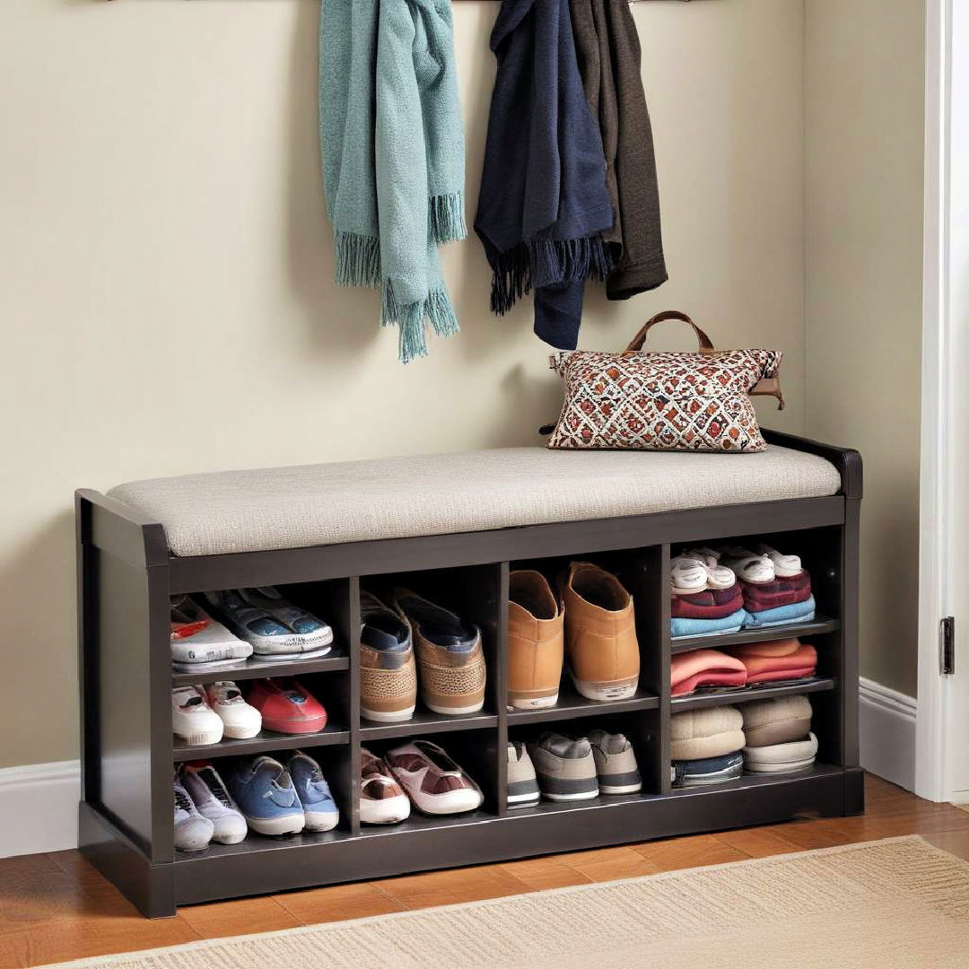 storage bench for an organized hallway