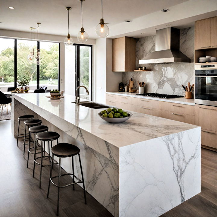 striking and modern waterfall countertop