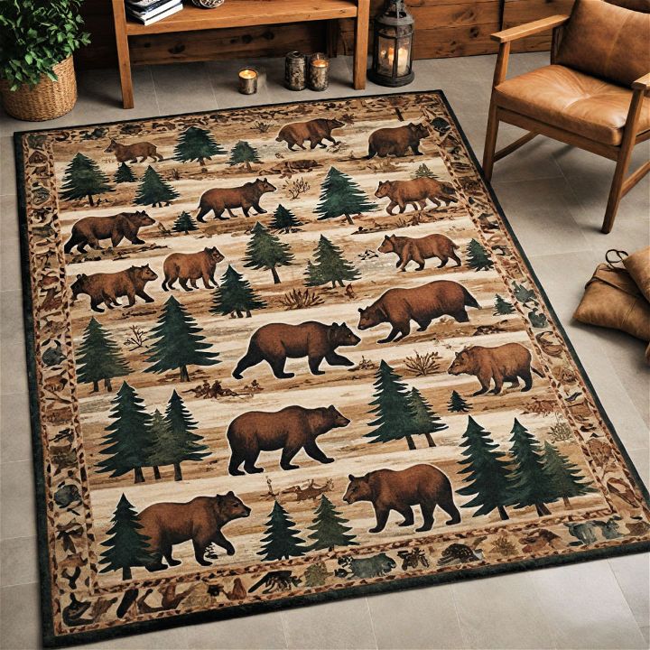 striking cabin themed log cabin rug