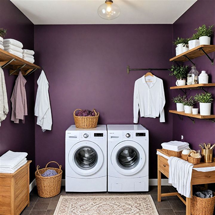 striking deep plum laundry room