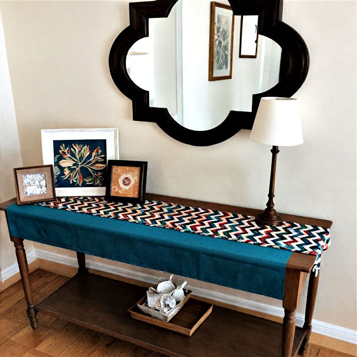 striking fabric runner for entry table