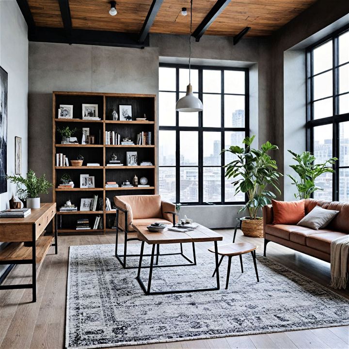 striking industrial style office rug