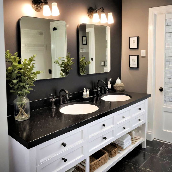 stunnin black countertop for bathroom