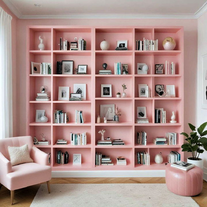 stunning pink bookshelves design