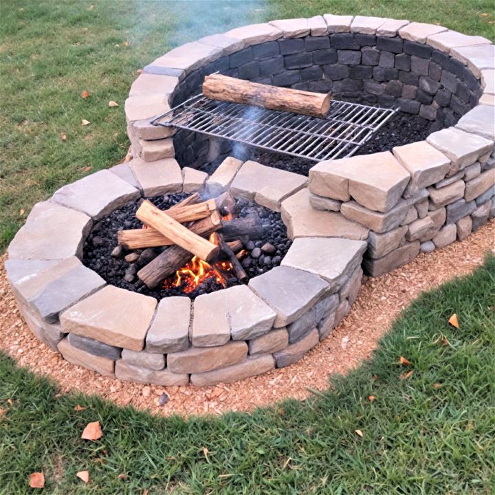 stunning two tier stone fire pit
