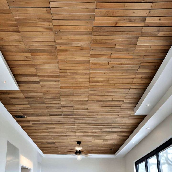 stunning wood slat ceiling