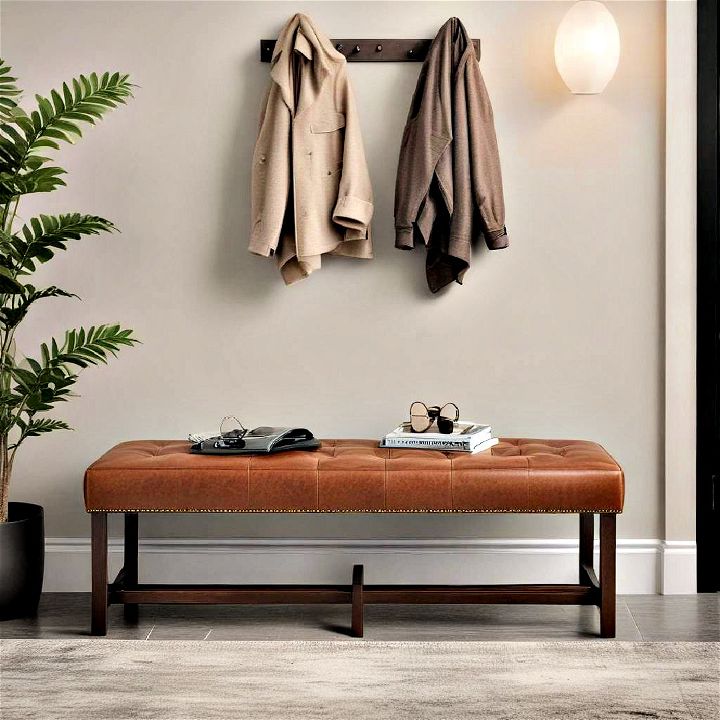 stylish and durable entryway leather bench